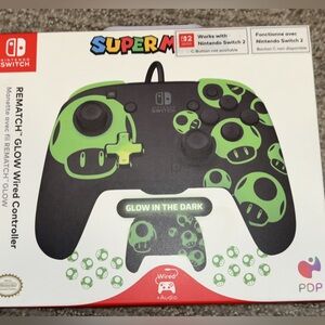 PDP REMATCH Glow Wired Controller for Nintendo Switch - Black and Green